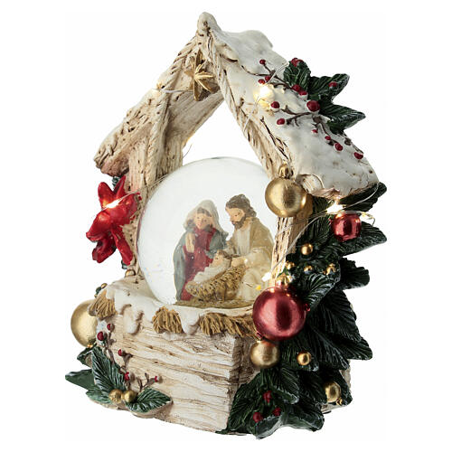 Schneekugel aus Glas mit Geburt Christi und LED-Licht – 15 × 15 × 5 cm 3