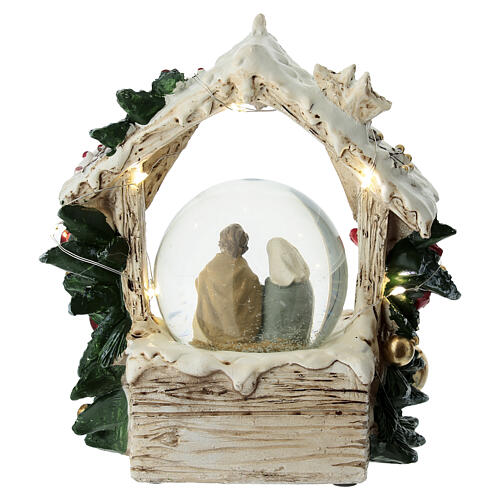 Esfera de vidrio nieve con Natividad y luces 15x15x5 cm 5