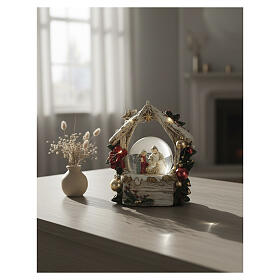 Lighted Glass Snow Globe with Nativity, 15x15x5 cm