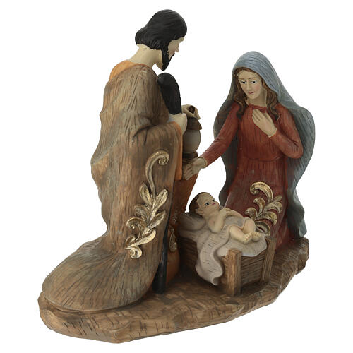 Nativité groupe sculpté en résine effet bois 25 cm 4