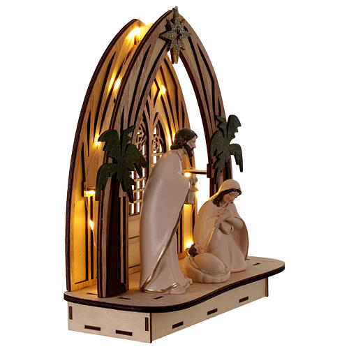 Nativité église avec lumières LED à piles 25 cm 3