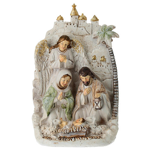 Nativité avec arrière-plan ange et Bethléem 25 cm 1