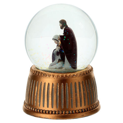 Schneekugel mit Spieluhr – Szene der Geburt Christi, 15 cm 6