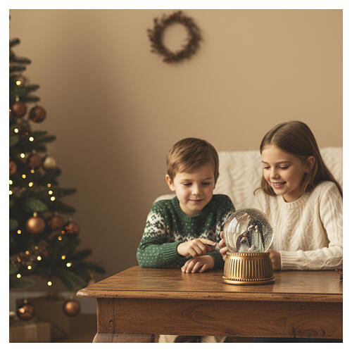 Music box: Nativity glass snow globe, 6 in 2