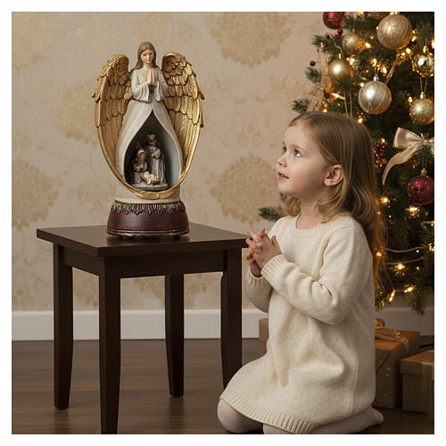 Spieluhr „Engel mit Szene der Geburt Christi“ – 25 cm 2