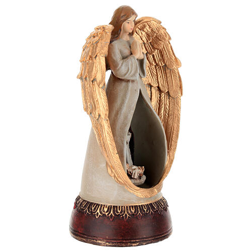 Caixa de música anjo com Natividade 25 cm 3