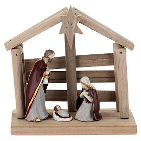 Wooden stable with Nativity, 6 in