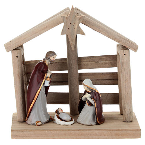 Capanna con Natività legno 15 cm 1