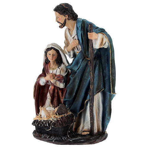 Colored Resin Holy Family Statue, 30x20x45 cm 3