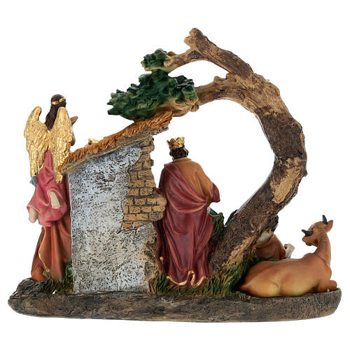 Complete Nativity Scene with tree and hut, 8x4x8 in 4