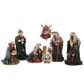 Complete Nativity set, resin and fabric, 25 cm