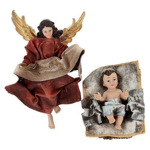 Complete nativity set with fabric, 25 cm 3