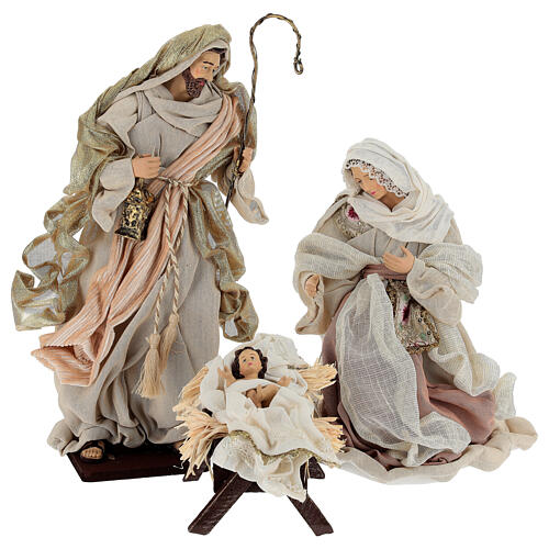 Santa Famiglia vestiti stoffa decorata 35 cm 1