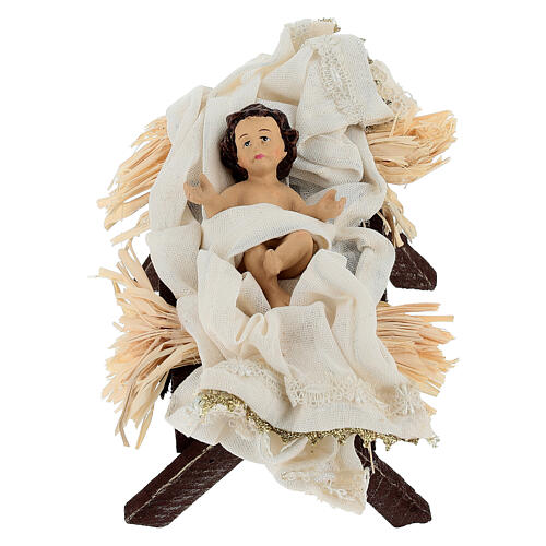 Santa Famiglia vestiti stoffa decorata 35 cm 2