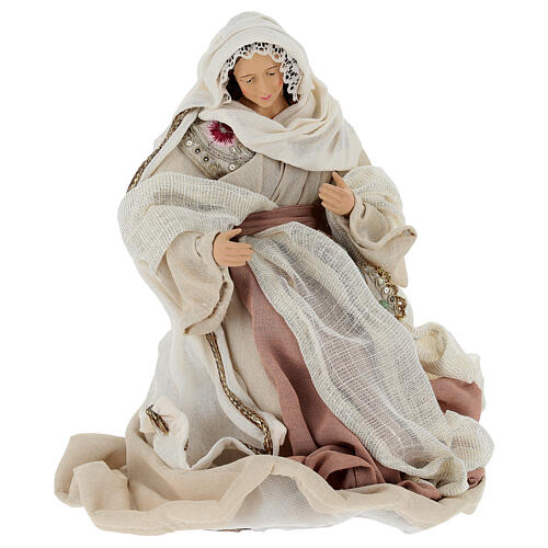 Santa Famiglia vestiti stoffa decorata 35 cm 3