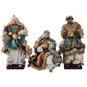 Three Wise Men set, fabric and wood, 30 cm