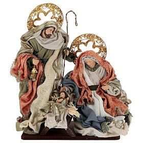 Natività aureola dorata vestiti stoffa 40 cm
