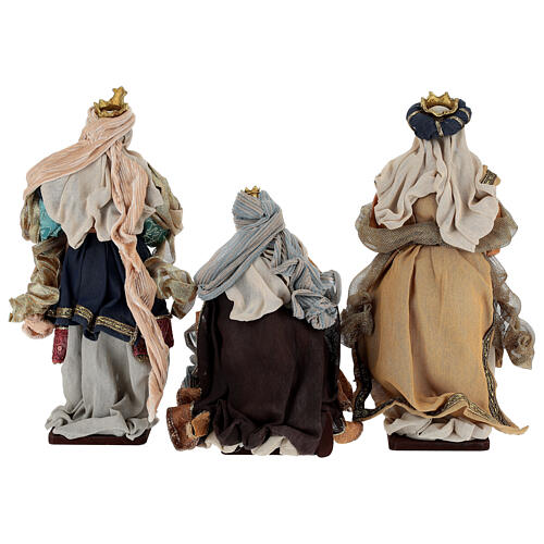 Three Wise Men set, fabric and wood bases, 40 cm 6