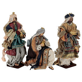 Conjunto Reis Magos tecido e bases de madeira 40 cm