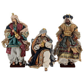 Three Wise Men set fabric with wooden bases, 40 cm