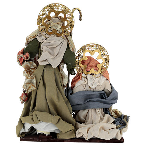 Gruppo Natività aureole dorate e stoffa 50 cm 5