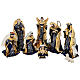 Presepe completo 10 pz stoffa blu e oro 35 cm s1