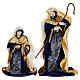Presepe completo 10 pz stoffa blu e oro 35 cm s2