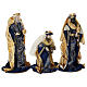 Presepe completo 10 pz stoffa blu e oro 35 cm s8
