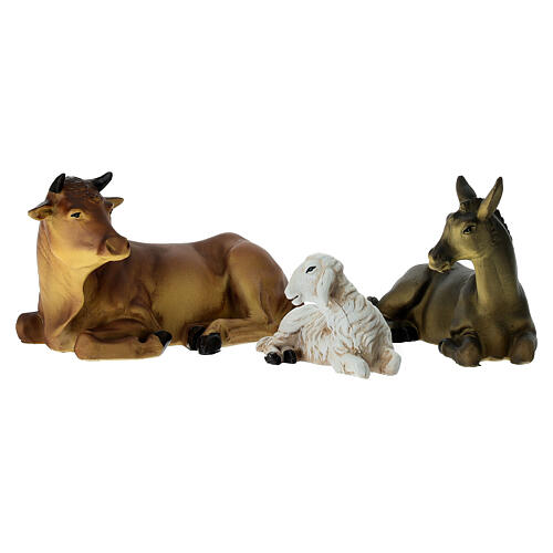 Crèche complète 10 pièces tissu blanc et or 15 cm 9