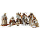 Crèche complète 10 pièces tissu blanc et or 15 cm s1