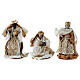 Crèche complète 10 pièces tissu blanc et or 15 cm s4