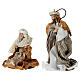 Presepe completo 10 pz stoffa bianca ed oro 15 cm s6