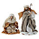 Complete nativity set 10 pcs in white and gold fabric, 15 cm s2