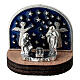 Holy Family on Wooden Base with Starry Background and Angels, 3x3x2 cm s1