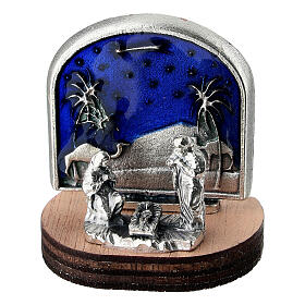 Presepe argento base legno fondo deserto 3x3x2 cm