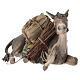 Sitting donkey with straw and wood bundle for 10 cm Angela Tripi's Nativity Scene s2
