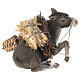 Sitting donkey with straw and wood bundle for 10 cm Angela Tripi's Nativity Scene s3