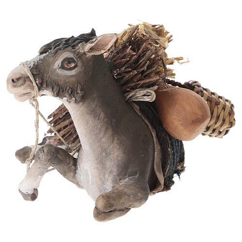 Burro sentado paja y leña 10 cm Angela Tripi 2