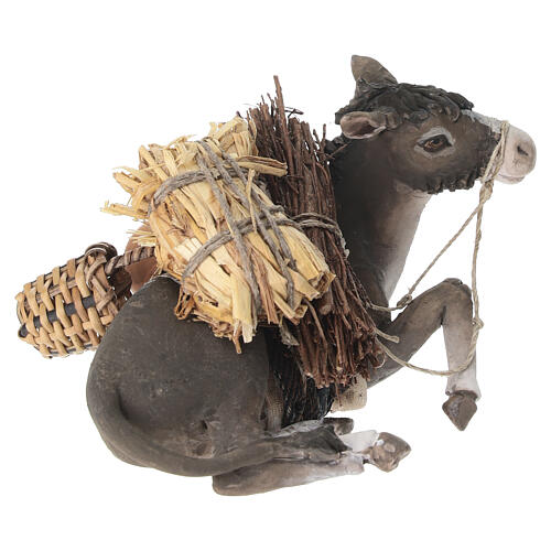 Burro sentado paja y leña 10 cm Angela Tripi 3
