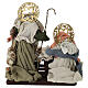 Nativity group with coloured fabric and golden halos, wooden base, 30 cm s10