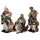 Complete Nativity scene set with colored fabric and wooden base, 30 cm s3