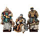Complete Nativity scene set with colored fabric and wooden base, 30 cm s5