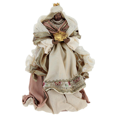 Belén completo tela base madera oro y rosa 30 cm 7