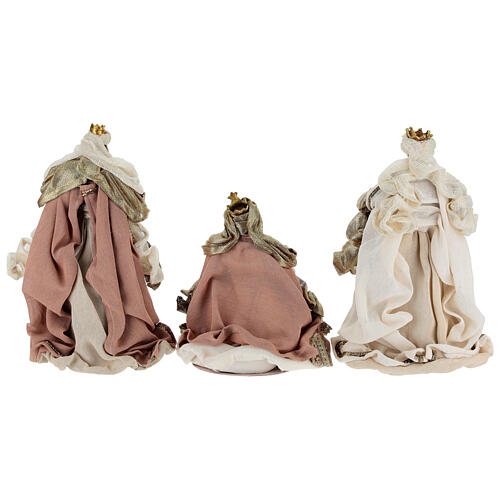 Presepe completo stoffa base legno oro e rosa 30 cm 10