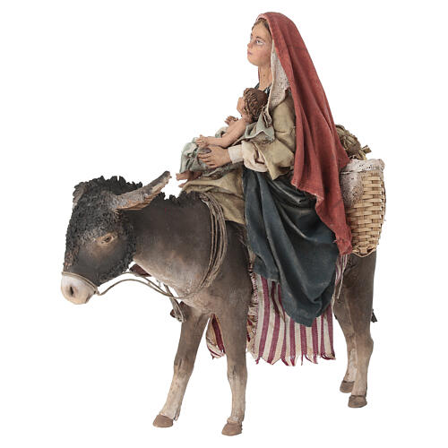 Scena „Ucieczka do Egiptu” - Maria i Jezus na osiołku, szopka 18 cm, Angela Tripi 6