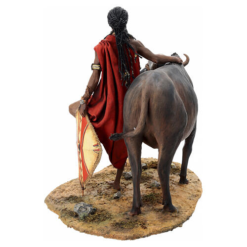 Scena Masai con bufalo Presepe Angela Tripi 30 cm 11