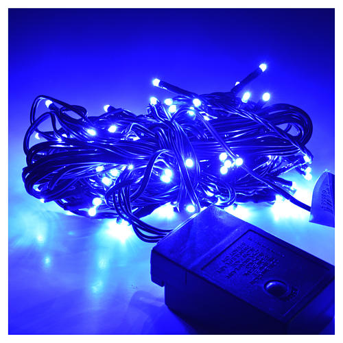Luces de Navidad, 120 mini LED azules hielo para exterior 2