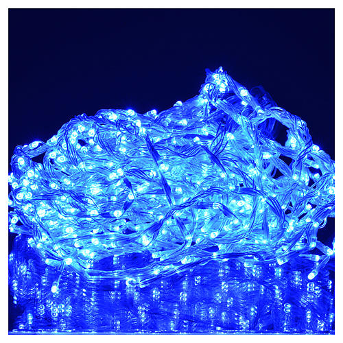 Cortina de luces de Navidad de carámbano 576 LED azules para exterior 2