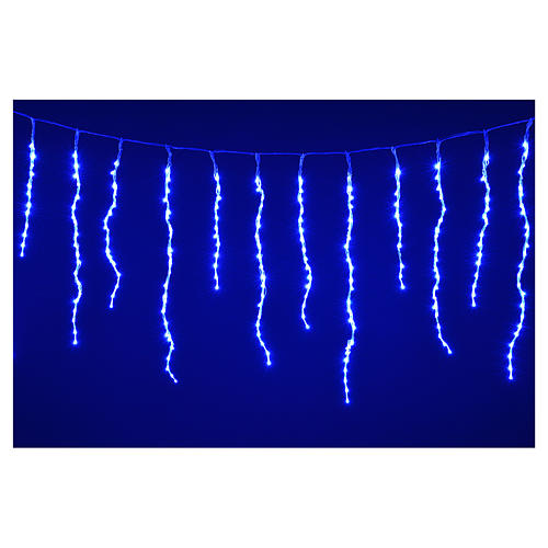 Cortina de luces de Navidad de carámbano 576 LED azules para exterior 4