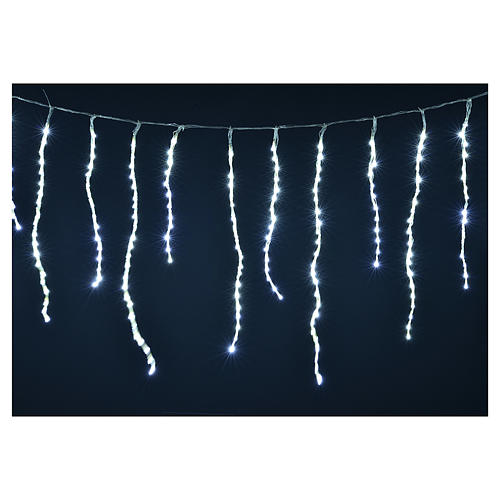 Cortina de luces de Navidad de carámbano 576 LED blanco hielo para exterior 4